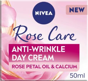 NIVEA Rose Care Anti-Wrinkle Day Cream (50ml), Anti-Wrinkle Face Cream with Nourishing and Anti-Oxidant Properties, Made with Rose Petal Oil and Calcium