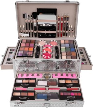 JasCherry All-in-One Make-up Box Set Multi-purpose Cosmetic Storage Beauty Case Professional Contain Eyeshadow Concealer Lip gloss Blusher Compact Powder Eyebrow and Makeup Pencil Brush #1