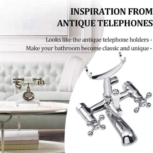 Wasserrhythm Bath Mixer Taps with Shower Attachment Victorian Traditional Telephone Bathroom Bathtub Filler Tap Deck Mounted Cross Dual Handle Handhled Shower
