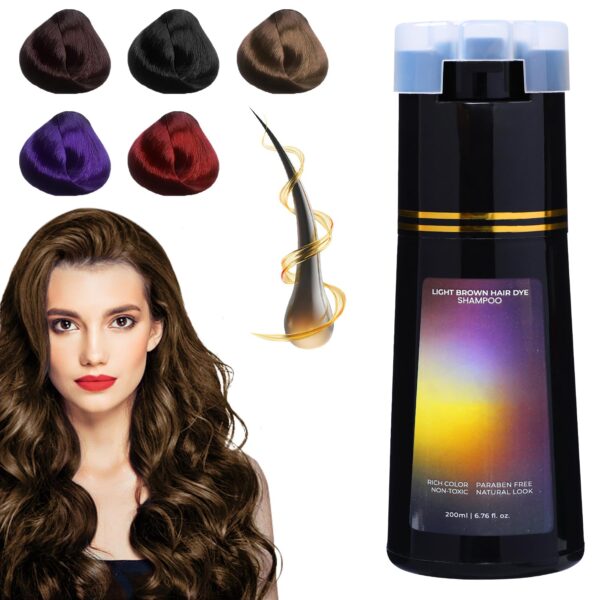 Polar Hair Dye Shampoo, Polar Hair Care, Polar Hair Care Instant Dye Shampoo, Natural Hair Color Shampoo for Gray Hair Coverage, Suitable for Women & Men (Light Brown)