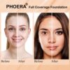 2PCS PHOERA Foundation, PHOERA Matte Liquid Foundation,PHOERA Makeup for Women, PHOERA Foundation Full Coverage Concealer, 30ml 24HR Matte Oil Control Concealer (2pcs- 104- Buff Beige)