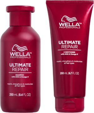 Wella Professionals Repair and Rebuild Professional Hair Care Duo for All Types of Hair Damage, Ultimate Repair Shampoo 250ml and Conditioner 250ml Bundle