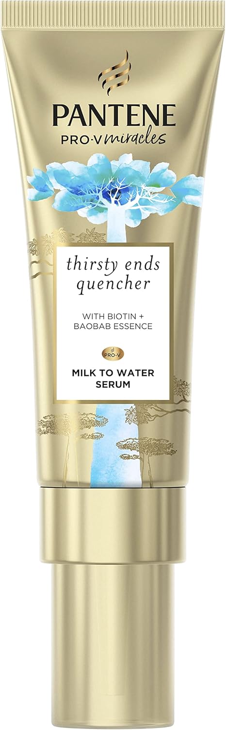 Pantene Hydra Day Hair Serum, For Dry Damaged Hair, Leave-in Hair Treatment, 70ml, Milk To Water Serum Thirsty Ends Quencher With Biotin And Baobab Essence, Leave-in Conditioner