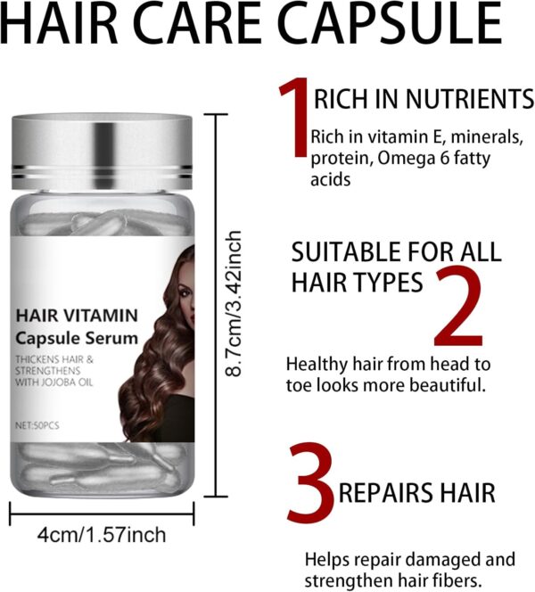 50PCS Capsules for Hair Care,Hair Vitamin Serum Capsule,Deep Conditioning Repair Improve Damaged Hair,Prevent Hair Loss and Enhance Shine, Hair Care Capsule for All Hair Types
