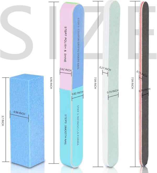 FANDAMEI Nail Files and Buffers, 100/180 400/4000 Grit Professional Manicure Tools Kit Rectangular Art Care Buffer Block Tools, 7 Ways Buffer Block for Trim, Polish and Shine Nail, 20Pcs/Pack
