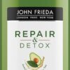 John Frieda Repair & Detox Conditioner with Avocado Oil & Green Tea for Damaged Hair Pack of 2 (2 x 250 ml)