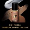 MAX FACTOR - Facefinity All Day Flawless Foundation - 3-in-1 Concealer, Liquid Foundation & Face Primer - Up To 30hr Wear - Flawless Airbrush Finish, SPF 20, Vegan - C50 Natural Rose - 30ml