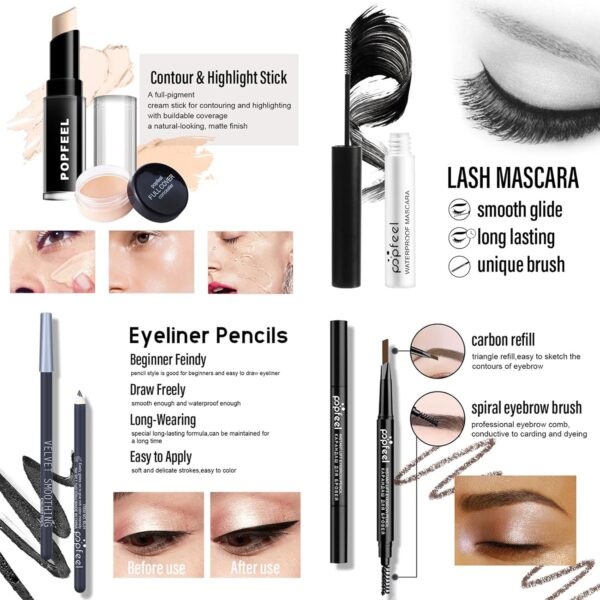 RoseFlower Makeup Kit for Women, All in One Makeup Gift Set for Women and Teen Girl, Full Makeup Kit with Lipgloss Eyeshadow Palette Concealer Stick Mascara Eyeliner Pencil Eye Shadow Brush