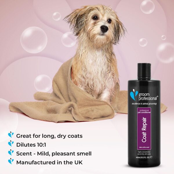 GROOM PROFESSIONAL Coat Repair Dog Conditioner - Repairing Conditioner for Dogs with Damaged Hair- Perfect for Dry and Itchy Skin - Softens Coat & Adds Condition, 450ml