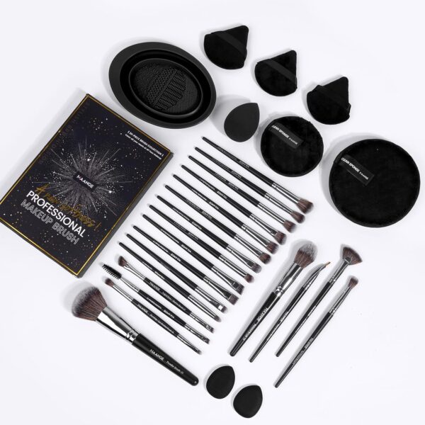 MAANGE Makeup Brushes 30 Pcs Professional Makeup Brush Set for Foundation Blending Powder Blush Concealers Eyeshadow, 5 Products Included, Black,