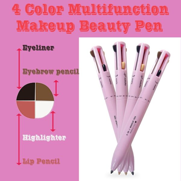 4 In 1 Makeup Pen Multifunctional Makeup Pen，Waterproof，Highlighter，4 Color Multifunction Makeup Beauty Pen,Makeup Pen for Woman Design