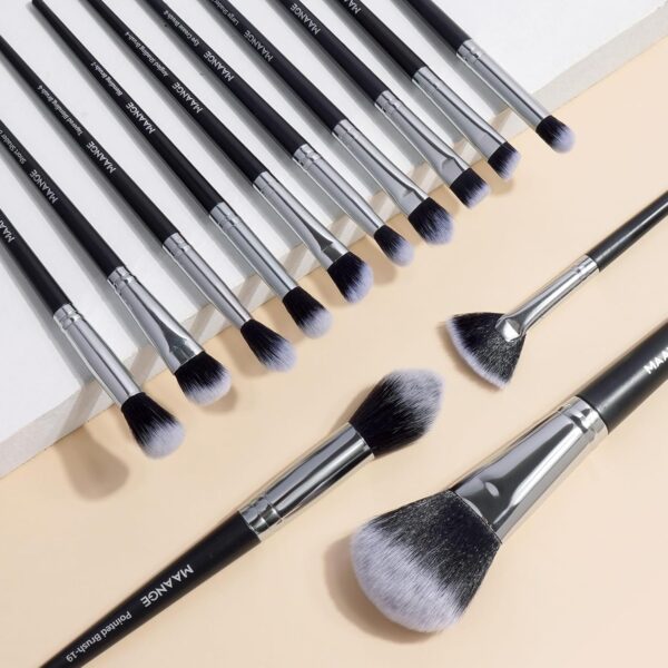 Makeup Brushes, MAANGE 30 Pcs Professional Makeup Brush Set for Foundation Blending Powder Blush Concealers Eyeshadow, 5 Products Included, Makeup Brushes Black, 30 Piece Set