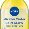NIVEA Skin Glow Serum Infused Micellar Water (400ml), Revitalising Micellar Cleansing Water with Amino Acid and 5% Vitamin C and E, Gentle Waterproof Makeup Remover