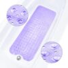 ADOV Bath Mat Non Slip, 100x40cm Extra Long Shower Mat Anti Mould, Anti-Bacterial Bathtub Mats, 200 Strong Suction Cups and Drain Holes, Mildew Resistant Machine Washable Bathroom Kids Mat - Purple