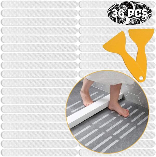 Ruitena - 36pcs Non-Slip Strip Stickers, Anti Slip Grip Stickers Non Slip Strips Pad Bathtub Flooring Safety Tape Mat for Bath Shower (20mm * 200mm)