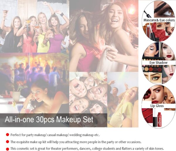 71qhaVfpoaL._AC_SL1500_.jpg RoseFlower 28Pcs Professional Makeup Set, Essential Make up Starter Set Make-up Sets With Cosmetic bag Eyeshadow Palette Lip Gloss Concealer blush Foundation Brush