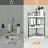 Corner Bathroom Counter Organizer - 3 Tier Wood Vanity Counter Shelf Perfume Skincare Holder, Countertop Corner Shelf Organizer for Bathroom, Kitchen, Rustic White