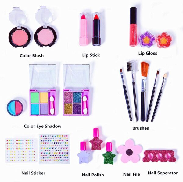 Yetech Kids Washable Makeup Set, 23PCS Safety Tested Real Cosmetics Kit for Kids With Mermaid Bag Birthday for Girls Age 4-8