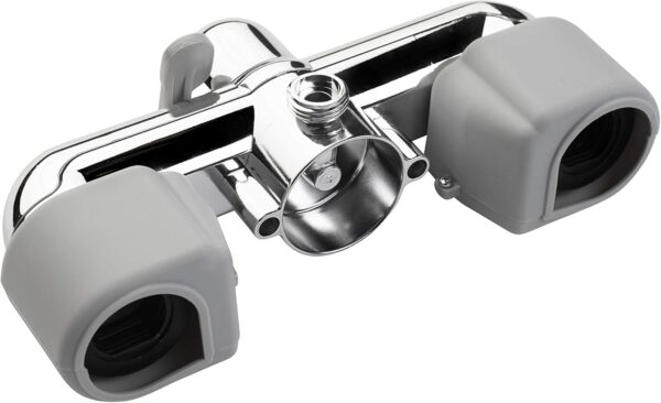 Croydex Bar Mixer Shower Set with 1500mm Flexi-Tube Hose, One Function Shower Head, Riser Rail, Easy Installation, Suitable for Round Taps, Chrome Plated