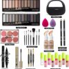 JWEX All in One Makeup Set with Storage Bag Portable Travel Makeup Kit for Teenager & Beginner, Includes Eyeshadow, Eyeliner, Mascara, etc