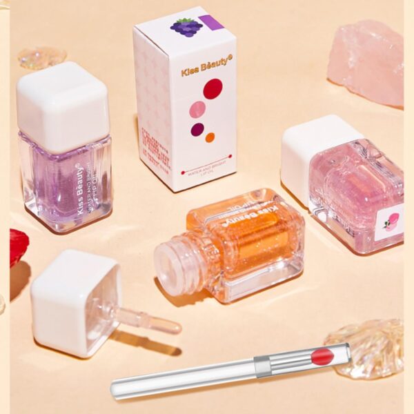 Leogony 4PCS Shimmer Korean Lip Gloss, Cute Lip Balm Makeup, Plump Hydrating Toot Lip Glow Oil Set