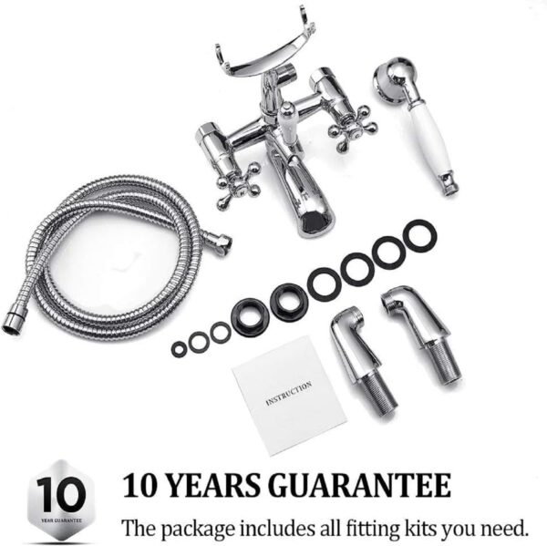 Wasserrhythm Bath Mixer Taps with Shower Attachment Victorian Traditional Telephone Bathroom Bathtub Filler Tap Deck Mounted Cross Dual Handle Handhled Shower