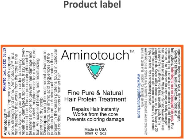 Aminotouch Natural PURE PROTEIN TREATMENT Grow Long Hair, Repair Damage & Split Ends, Strengthen Weak Hair, Collagen Filler Keratin Repair that Works From the Core to the Outer Layers, instant results