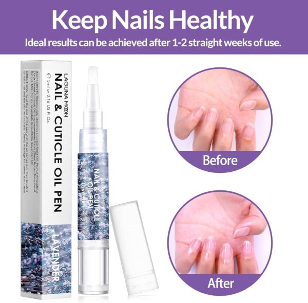 Lagunamoon Cuticle Oil Pen - 5ml Nail Oil with Natural Ingredients to Moisturize and Nourish Dry Cuticles, Prevent Cracking and Hangnails - Lavender