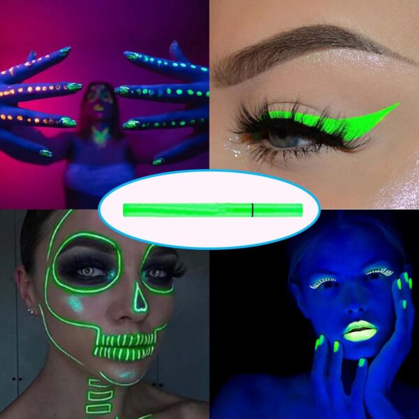 Matte Liquid Eyeliner, Matte Colored Eyeliner Pen, Green Eyeliner Long-Lasting, Waterproof Liquid Eye Liner, for Fluorescent Face, Body, Eye Makeup, Halloween (Green)