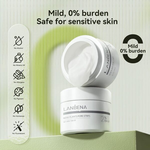 LANBENA Blackhead Mask (30g), 60 Pieces Nose Pore Strips, Note: Cream Goes Dry out/Gunk below 25 Degrees, Place Bottle in Boiling Water to Soften