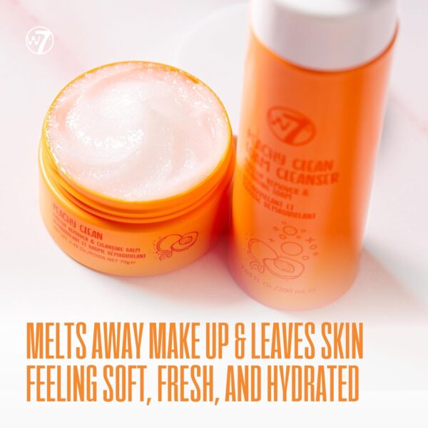 W7 Peachy Clean Cleansing Balm & Hydrating Foam Cleanser Set – Gently Removes Makeup, Dirt & Impurities – Infused with Fruit Extracts & Vitamin E to Help Nourish, Soothe, and Protect the Skin