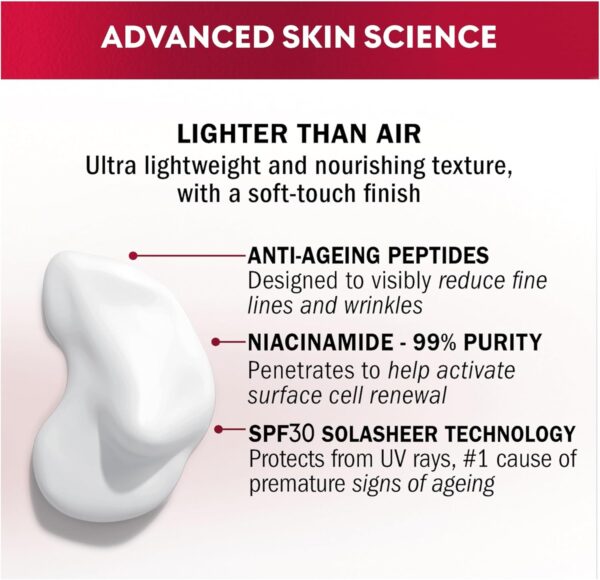 Olay Regenerist Whip Day Face Cream SPF30, Lightweight Anti-Wrinkle + Firming Skincare Moisturiser with Sun Protection, Anti-Ageing Niacinamide and Peptides, Renews, Firms and Hydrates 50ml