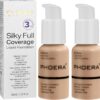 2PCS PHOERA Foundation, PHOERA Matte Liquid Foundation,PHOERA Makeup for Women, PHOERA Foundation Full Coverage Concealer, 30ml 24HR Matte Oil Control Concealer (2pcs- 104- Buff Beige)
