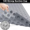 VELVETIO Bathtub Mat Non Slip - 70x38cm Medium Long Shower Mats Non Slip Anti Mould, Anti Slip Bath Mats with Suction Cups and Drain Holes, Machine Washable, Grey