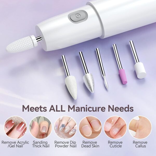TOUCHBeauty Electric Nail Drill: Professional Nail Files for Acrylic Gel Nails - Lightweight and Portable Manicure Pedicure Kit with Case