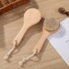 RUIENGCOMM Back Scrubber for Shower Natural Bristles Bath Brush Shower Brush with Short Handle Dry Bath Body Brush with Soft Natural Bristles for Exfoliating Skin
