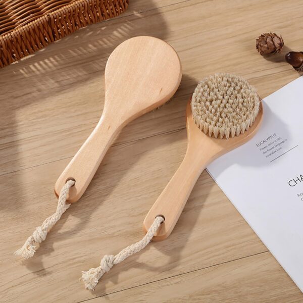 RUIENGCOMM Back Scrubber for Shower Natural Bristles Bath Brush Shower Brush with Short Handle Dry Bath Body Brush with Soft Natural Bristles for Exfoliating Skin