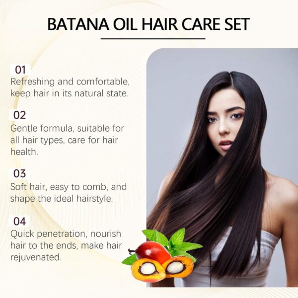 Batana Oil Volumizing Hair Care Set, Repairs Frizzy Hair, Deep Nourishes Scalp, Smooth Hair Travel Set for Women and Men Include Shampoo Conditioner Hair Mask Hair Oil