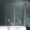 Mai & Mai Folding Shower Screen for Baths | Bath Shower Screen | WDH: 80×120×140cm | Safety Glass with Nano | 2 Folding Screens | with Wall Stabiliser | Cortona113