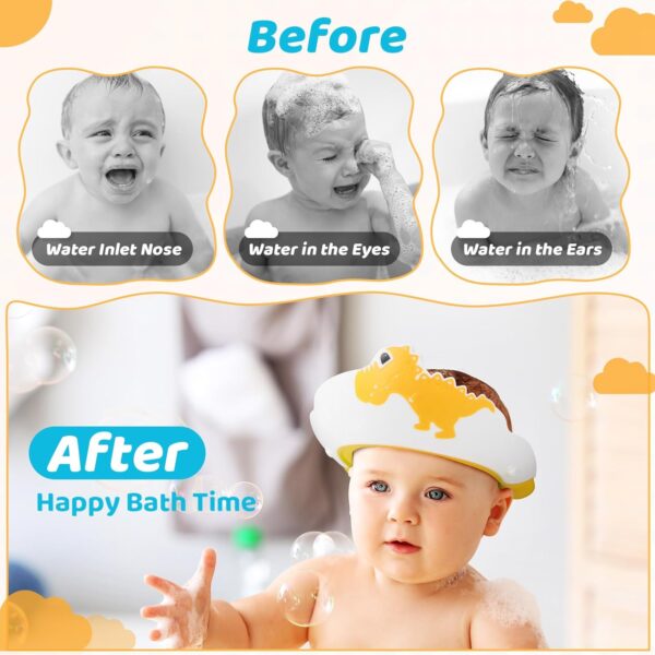 Baby Shower Cap Shield, Shower Cap for Kids, Kids Shampoo Shower Bath Cap Adjustable Hair Washing Shampoo Shield Baby Visor for Eyes and Ears Protector