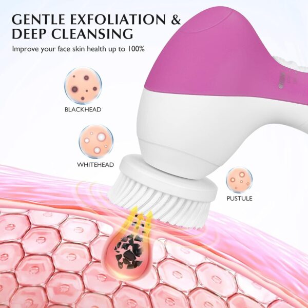 COSLUS Facial Spin Brush Face Cleansing: 7 in 1 Electric Exfoliator Spinning Cleanser Device Waterproof Face Gentle Cleanning, Exfoliating, Scrubbing Skin Care for Women Men Teenage Girls Set