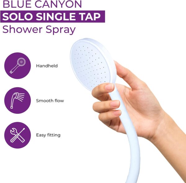Blue Canyon Vector Double Tap Shower Spray| Bathroom Accessory| Premium Shower Attachment for Bath taps| Push-on-Fitting| Suitable for Round & Oval Taps| Shower Head for Bathroom| ~1.5 Meters| (White)