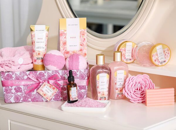 71t5QhoSDAS._AC_SL1500_.jpg Spa Luxetique Spa Gift Set,12pcs Rose Bath Gift Set, Bath Sets for Women Gifts, Luxury Spa Sets with Bubble Bath, Body Lotion, Hand Cream, Womens Gift Sets, Gifts for Mum, Mothers Day Gifts