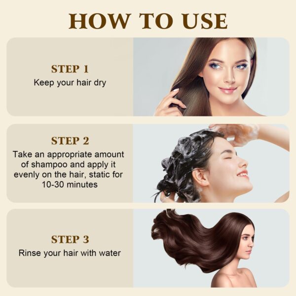 Natural Hair Dye Shampoo, Dye Shampoo 3-in-1, Ammonia & Paraben Free, for Men & Women (Black)