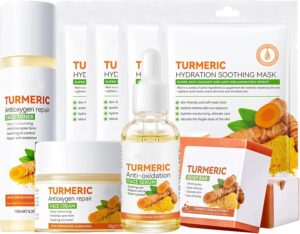 Skincare Set for Teenage Girls - Turmeric Skin Care Sets & kits - Gifts for Her - Pamper Skincare Set - Women Gift Sets with Face Soap-Face Serum-Face Cream-Toner-Mask*4