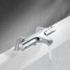 Thermostatic Bath Shower Mixer, Bevankly Exposed Thermostatic Shower Mixer Taps Valve Anti Scald Tap, Deck Mounted Bath Shower Mixer Bar with Anti-Scald Control Valve, Brass, 180mm