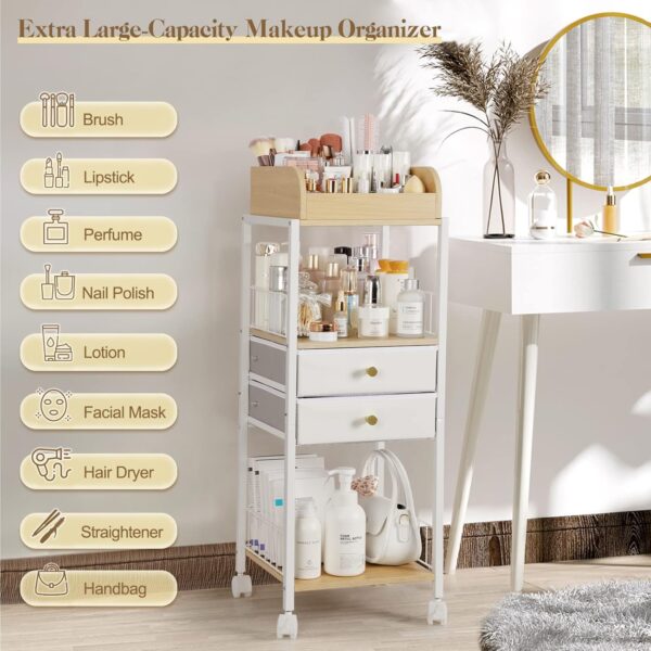 Makeup Organiser, Make Up Organiser and Storage with Drawers Floor Skincare Organiser Vanity Desk Cosmetics Organiser Display Perfume Organiser for Skin Care Nail Polish Perfume Makeup Brush Hair Tool