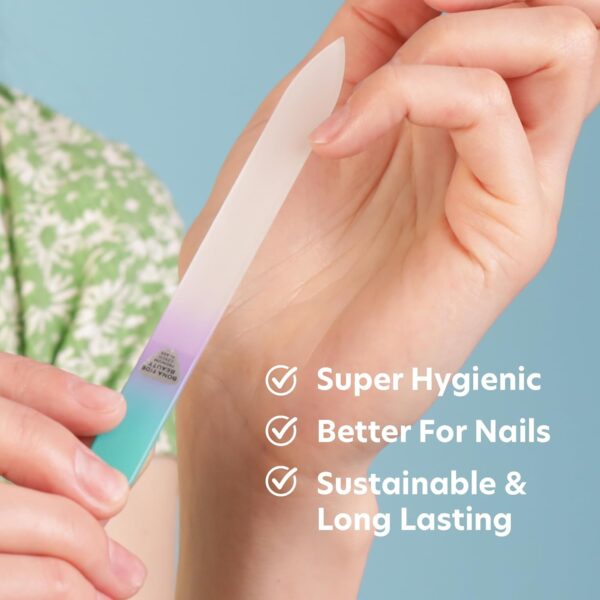 Bona Fide Beauty Czech Glass Nail File in Case, Pastel Green Violet Crystal Nail File for Natural Nails - Professional Nail Care Handcrafted from The EU