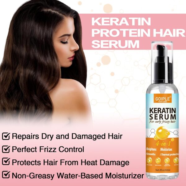 Keratin Protein Hair Serum Anti Frizz Control Repair Hair- Rose Water Spray for Hair Moisturize Anti-Frizz Hair Smooth Products Curly Hair Brush Curl Defining Brush for Shaping Hair Women Men(3PCS)