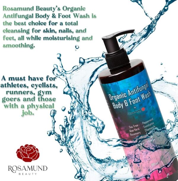Organic Antifungal Body & Foot Wash | Tea Tree | Antibacterial | Relieve Acne, Eczema, Warts, Athlete’s Foot, Ringworm, Toenail Fungus, Jock Itch | Natural Ingredients | Deluxe Size | 350ml